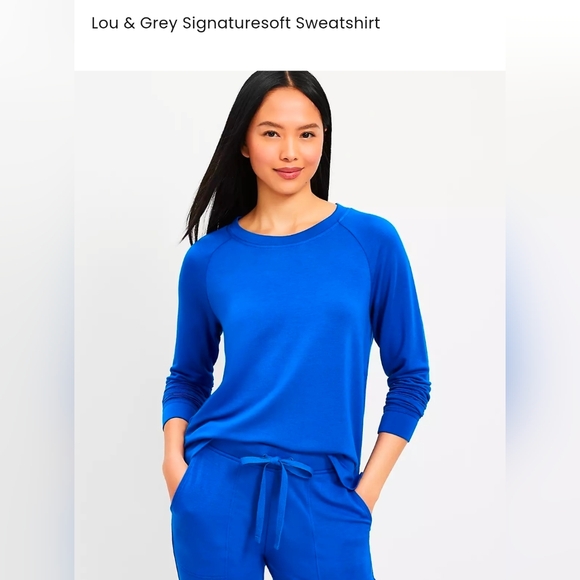 Lou & Grey Tops - Lou & Grey Cobalt Blue Signaturesoft Sweatshirt Size L, VGUC